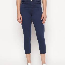 Guess Blue Solid Super Stretch Sunny Satin Capri Jeans-image-27