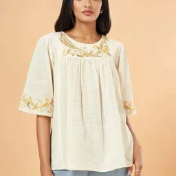 Marigold Lane Off-White Embroidered Top-picture-5