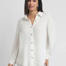 Forever 21 White Self Design Shirt-image-89