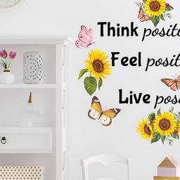 INDIAN ROYALS Yellow & Blue Sunflower Printed Self-Adhesive & Durable Wall Sticker-image-46