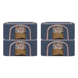 Kuber Industries Navy Blue& Pink Set of 4 Reusable Drawer Organisers-28