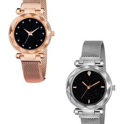 CSAMON Women Pack Of 2 Embellished Dial Analogue Watches GR_379_Rosegold_12_Silver_4_figar-image-91
