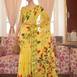 DIVASTRI Floral Zari Pure Cotton Saree-image-32