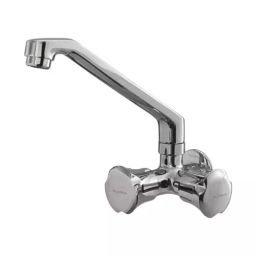 PLUMBER NECTAR Wall Mounted Chrome Finish Two-Way  Sink Cock with Swivel Spout, NEC- 0617-39