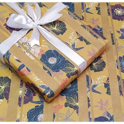 eVincE - thoughtful PRESENTations FLOW02L10  Floral Thick Wrapping Paper Standard, Bright Yellow 28x20 Inch Gift Wrapping Paper (Pack of 5 Piece)-image-85
