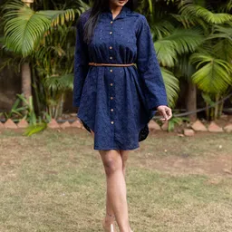INAAYA JAIPUR Women Embroidered Shirt Midi Dress-image-66