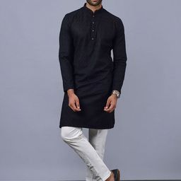 azania Men Floral Embroidered Regular Thread Work Kurta with Pyjamas-image-56