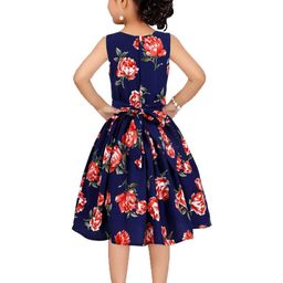 Shahina Fashion Navy Blue Casual Mini Frock Flower Print Summer Sleeveless Dress-image-64