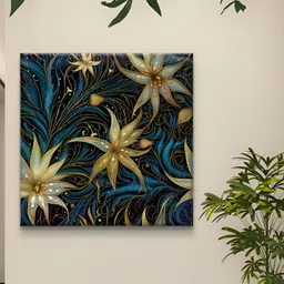 Livin'luxe Black & Gold Toned Floral Canvas Wall Art-47
