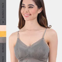 Amour Secret Pack Of 3 Lightly Padded Seamless Bralette Bra PD601_Grn_Pch_Ylw-image-82