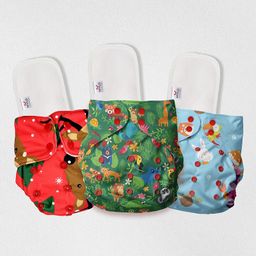 Mylo Baby Freesize Adjustable Cloth Diapers with 3 Free Insert Oeko Tex Certified Pack of 3 - Celebration Jungle Pet Love Multicolour-image-101