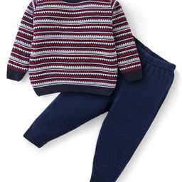 Babyhug 100% Acrylic Knit Full Sleeves Baby Sweater Set Intarsia Design - Multicolor-image-53