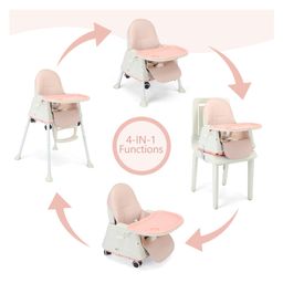 Little Olive 4 in 1 High Chair with Safety Harness and Adjustable Height - Pink-15