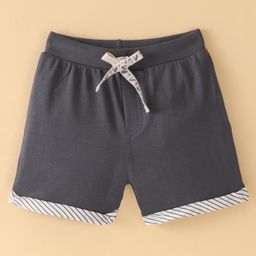 Ollypop Cotton Knee Length Solid Shorts- Charcoal Grey-image-23