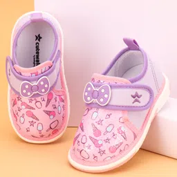 Cute Walk by Babyhug Velcro Closure & Bow Applique Casual Shoes - Purple-picture-28