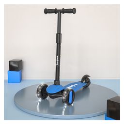 BAYBEE Alpha Kick Scooter for Kids 3 Wheel Kids Scooter with 4 Height Adjustable Handle Runner Scooter with LED PU Wheels & Brake Skate Scooter for Kids - Blue-12