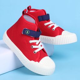 Pine Kids Velcro Closure Casual Shoes With Lace Detailing - Red & White-image-22