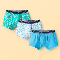 Pine Kids Cotton Elastane Knit Trunks With Fish Print Pack Of 3 (Colour May Vary)-image-53