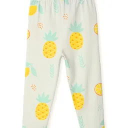 Nautinati Cotton Lycra Knit Pineapples Printed Leggings - White & Yellow-picture-14