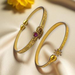AARTISAI Set Of 2 Gold Plated & Stone Studded Bangles-image-51