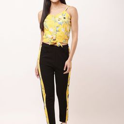 Mast & Harbour Printed Shoulder Strap-Neck Top With Trouser Co-Ords-picture-44