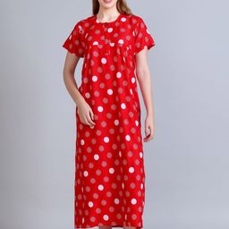 TRUDO Women Geometric Printed Pure Cotton Maxi Nightdress-image-92