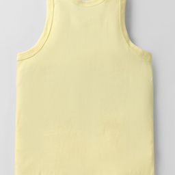 CUCUMBER Sinker Knit Sleeveless Vests With Text Print Pack Of 3 - Light Yellow & Light Blue image 3
