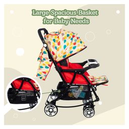 Mee Mee Premium Baby Stroller Pram with Rocker Function | Reversible Handle & Feeding Tray | Comfortable Soft Seating for New Born Baby/Kids, 0-3 Years, Cream image 4