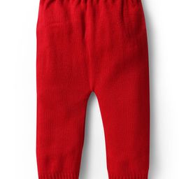 Babyhug Knitted Full Sleeves Sweater Set With Color Block Design - Rust image 4