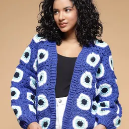 Sugercandy Women Floral Woollen Front-Open Sweater-image-53