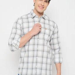 Duke White Blended Slim Fit Checkered Shirt-picture-47