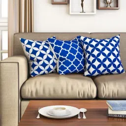 SEJ by Nisha Gupta Blue & White Cushion Covers - Set of 3-image-97