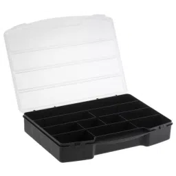 RS PRO 10 Cell Black PP Compartment Box, 40mm x 245mm x 180mm Model No 8386532-29