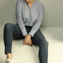 Vero Moda Curve Blue Distressed Mid Rise Jeans-image-25