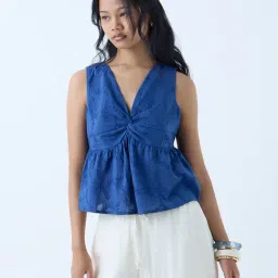 Bombay Paisley by Westside Indigo Embroidered Cotton Top-picture-23