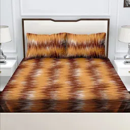 Myntra Elegant Homes Brown Ethnic Motifs 160 TC Queen Bedsheet with 2 Pillow Covers-image-59