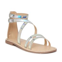 Aria Nica Kids Silver & Blue Ankle Strap Sandals-image-96