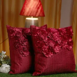 HOSTA HOMES Maroon Polyester Cushion Covers - Set of 2-image-14