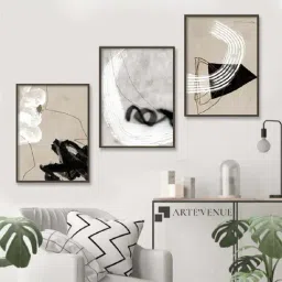 ARTE'VENUE Act Natural Beige & White Canvas Wall Arts - Set of 3 (11 X 14 inch Each)-17