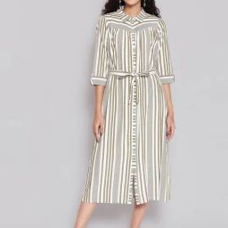 Aurelia Olive  Regular Fit Flared Dress-image-75