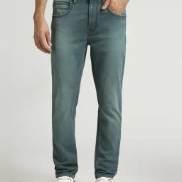 Pepe Jeans Green Tinted Blue Cotton Skinny Jeans-image-70