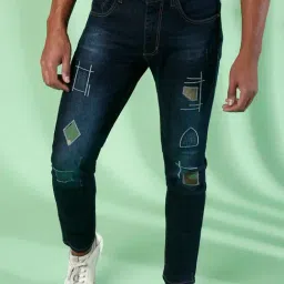 Campus Sutra Navy Lightly Washed Jeans-image-10