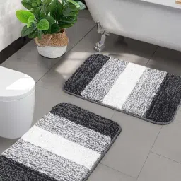 Saral Home Black Polyester 2571 GSM Bath Mats - Set of 2-image-89