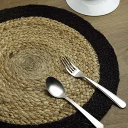 HOSTA HOMES Brown & Black Jute 350 GSM Placemats - Set of 6-19