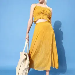 Anvi Be Yourself Yellow Self Print Co-ord Set-image-35