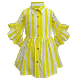A.T.U.N. Yellow & White Striped Shirt Dress-image-97