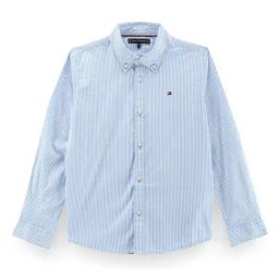 Tommy Hilfiger Copenhagen Blue & White Striped Regular Fit Shirt-image-72