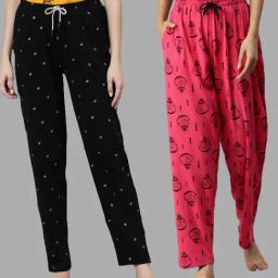 Kryptic Black & Fuchsia Printed Pyjamas - Pack of 2-picture-23
