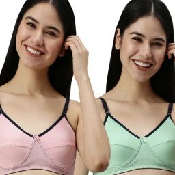 Kryptic Pista Green & Baby Pink Full Coverage Everyday Bra-image-65