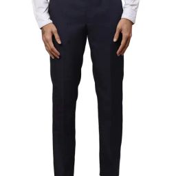 Park Avenue Blue Regular Fit Checks Trousers-image-59